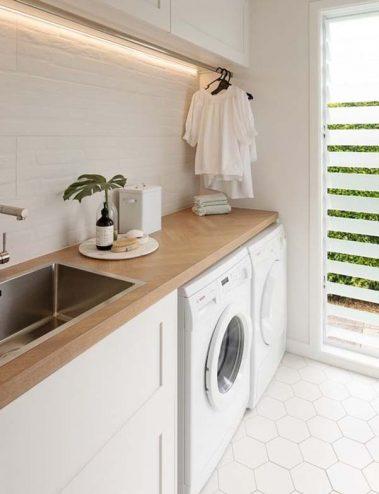 laundry cabinetry wooden bench